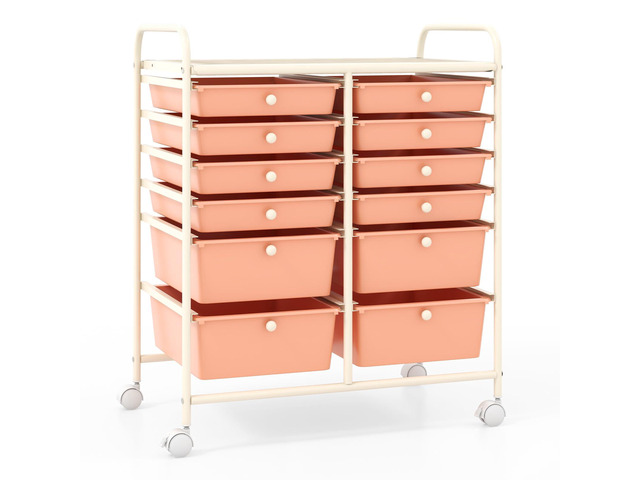 12 Drawer Rolling Storage Cart, Utility Cart w/Wheels for Paper Tool Makeup, Art Supplies Craft Organizers for Home Teacher Office School...