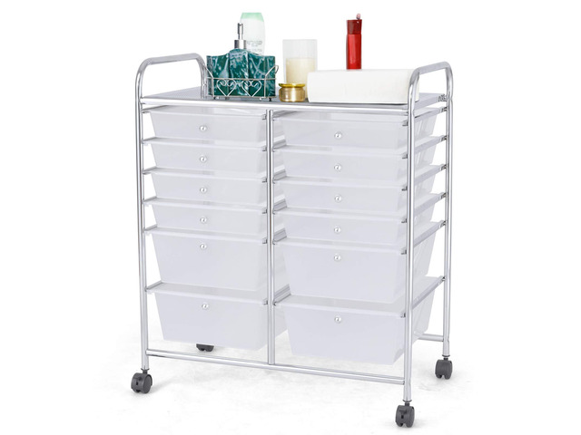 12 Drawer Rolling Storage Cart, Utility Cart w/Wheels for Paper Tool Makeup, Art Supplies Craft Organizers for Home Teacher Office School...