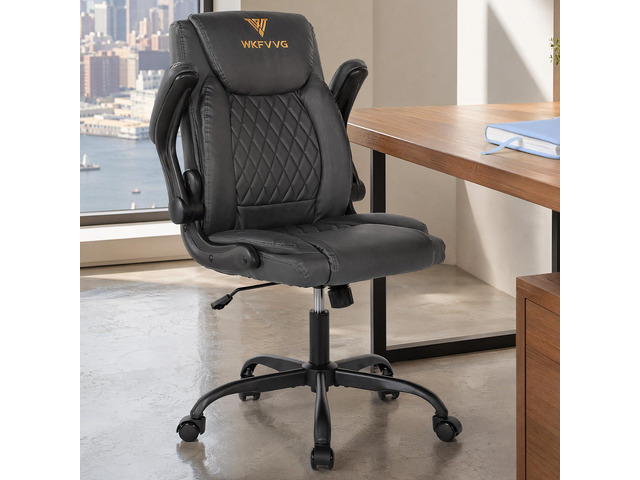 Home Office Desk Chair, Adjustable Height Leather Office Chair, Grey Computer Chair 90°-105° Tilt, Adjustable Tilt Tension, 300lbs Swivel...