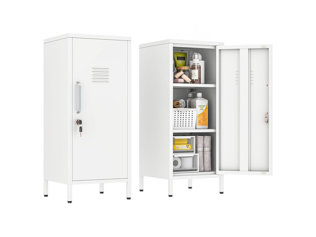 35.43' H Metal Locker Storage Cabinet, Office Locker with 2 Adjustable Shelves, Steel Cabinet with 1 Door, High Legs Organizer for Home Office,...