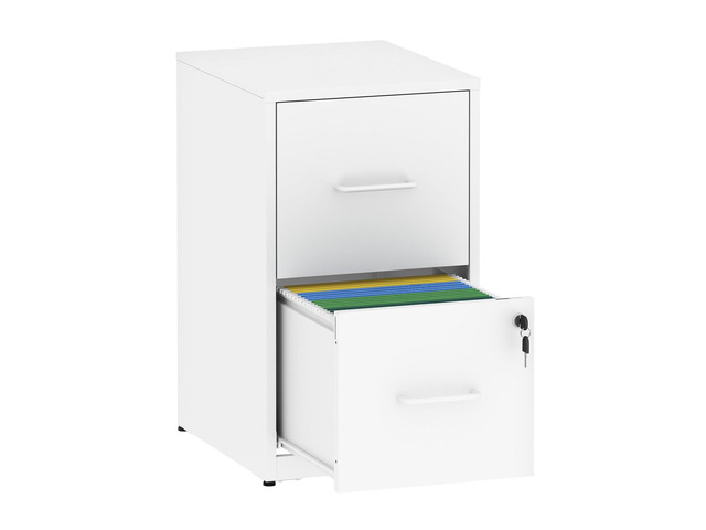 2 Drawer Filing Cabinet with Lock, Metal White File Cabinet for Home Office, 18' Deep Vertical Storage Drawer for Hanging A4/Letter/Legal Size...