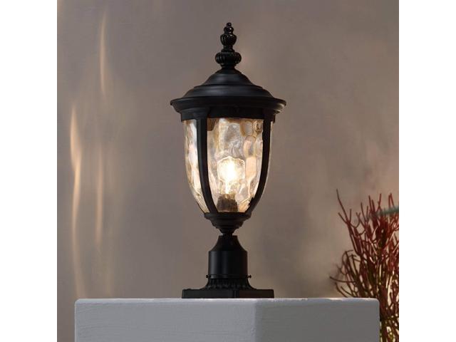 Bellagio Traditional Post Light Pier Mount Textured Black 22 3/4' Clear Hammered Glass for Exterior House Porch Patio Outside Deck Garage Yard.