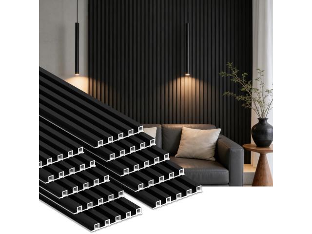 WPC Slat Wall Panels, 90.5 x 7.9 x 0.8Inches 10Pack 3D Accent Wall Paneling for Interior Home Decor Living Room, TV Background, Office, Bedroom...