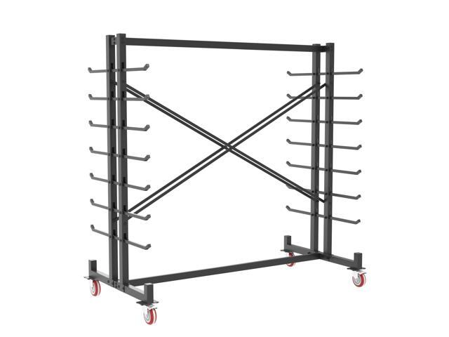 Lumber Storage Rack, Heavy-Duty 2000LBS Rolling Lumber Rack on Wheels, 7-Tier Wood Storage Rack with X-Braced Steel Frame, Pipe Rack Organizer.