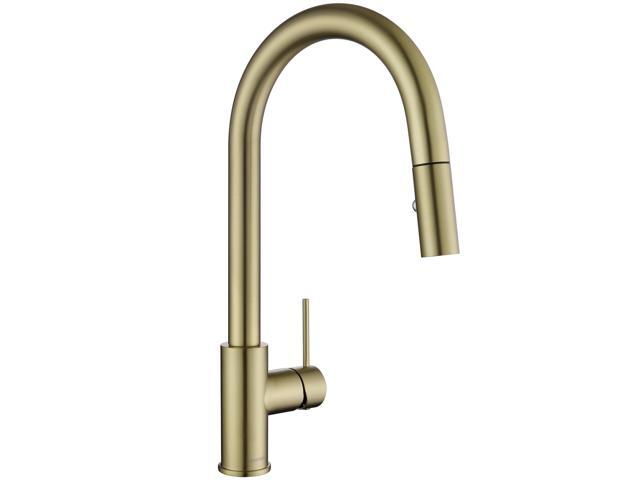 AS60CB Brushed Gold Softly Kitchen Sink Faucet with Pull Down Sprayer Single Handle