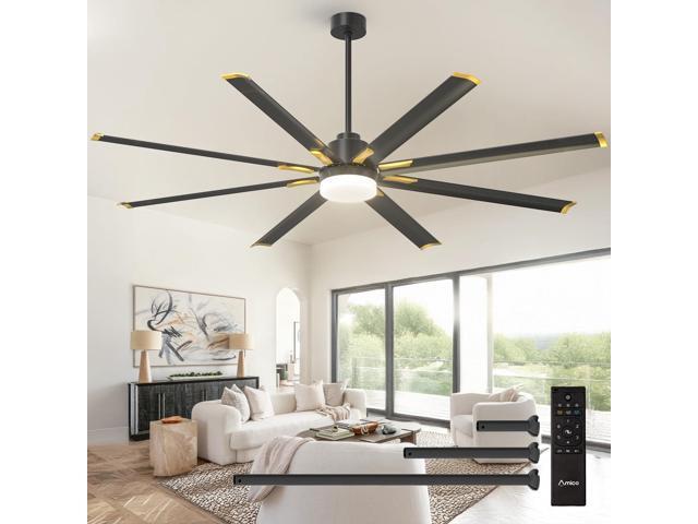 84 Inch Ceiling Fan with Light, Industrial Large Ceiling Fan with Quiet DC Motor, 8 Aluminum Reversible Blades, 6-Speed Remote Control,.