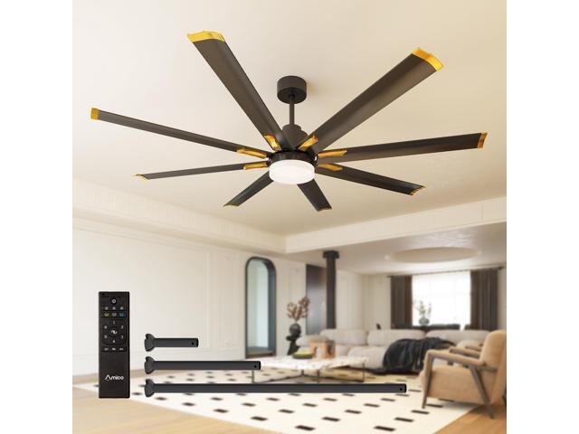 Ceiling Fans with Lights, 72 Inch Indoor/Outdoor Large Industrial Ceiling Fan with Remote Control, Reversible, 8 Aluminum Blades, 3CCT, Dimmable,...