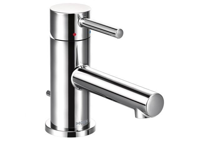 Align Chrome One-Handle Single Hole Low Profile Modern Bathroom Faucet with Drain Assembly, 6191