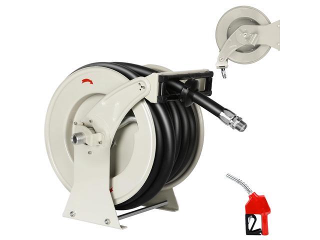 1 Inch Fuel Hose Reel 50ft Retractable Heavy Duty Hose Reel for Diesel Fuel Can Spring Driven Autoswing 300 PSI Fast Pump Fuel Line Hose with...
