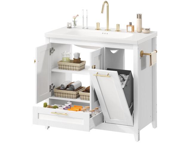 36 Inch Bathroom Vanity with Sink, Freestanding Modern Bathroom Vanity with Undermount Ceramic Sink, Storage Cabinet with Drawer and Tilt-Out...
