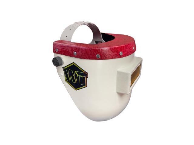 Chopped Leather Top Pipeliner Welding Helmet, Slim Cut Bottom with Aluminum Fasteners & High Visibility HD Gold Coated Lens (with Flip-Front...