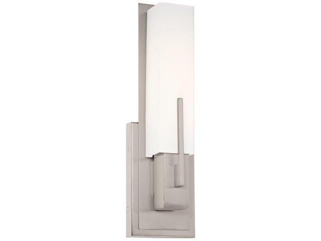 Midtown Modern Wall Light Sconce Satin Nickel Hardwired 4 1/2' Wide Fixture White Glass Rectangular Shade for Bedroom Bathroom Bedside Living Room.