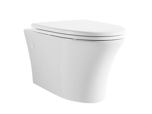 Elongated Wall Hung Toilet Bowl Only, Wall Mount Toilet Bowl With Soft-Close Seat,Easy Cleaning, Modern Style, Included Mounting Kit