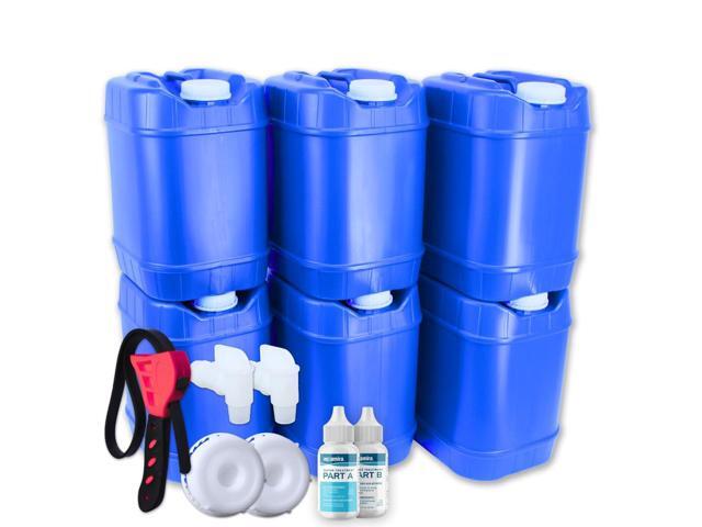5-Gallon Stackable Water Storage Containers, Water Treatment, 8 Lids + 2 Spigots, Easy Fill, Survial Supply Emergency Water Storage for Disaster.