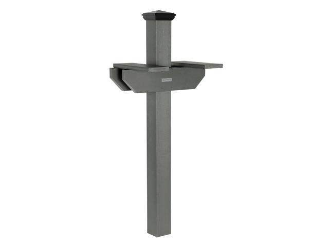 Hazelton Two-Sided Mailbox Post, Coastal Teak