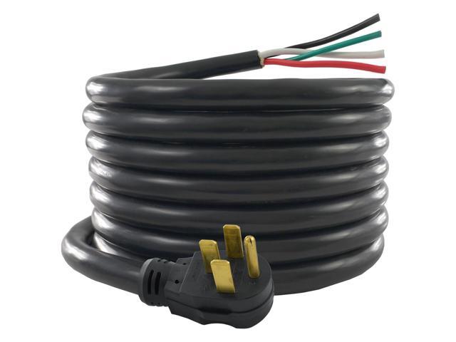 14302 RV/Generator Power Cord 30-Foot 50 Amp Male Plug to Bare Wire, Black