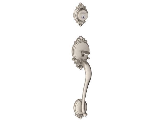 Lock Company F58BRK619 Brookshire Exterior Handleset with Deadbolt, Satin Nickel (Exterior Half Only)