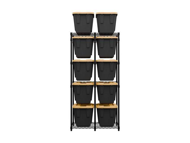 Bin Storage Rack for 12 Gallon Storage Totes Includes 10 Bins - Garage or Holiday Decoration Organization, NSF Certified, Heavy Duty Steel.