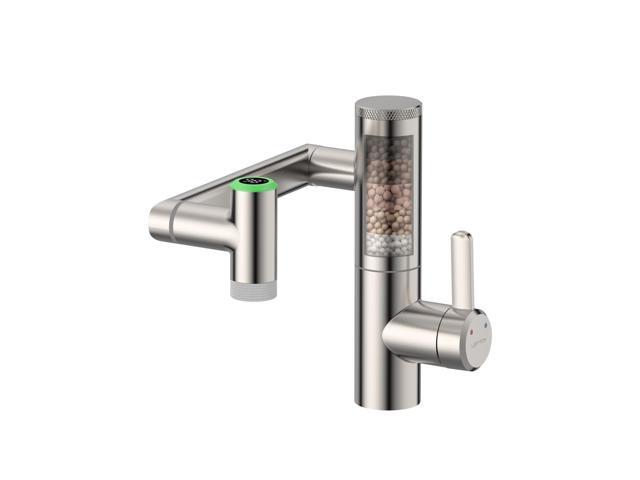 Rotatable Bathroom Faucet with Built-in Filter, Single Hole Sink Faucet with Temperature Display in Fahrenheit, 2 Water Modes, NSF Certified