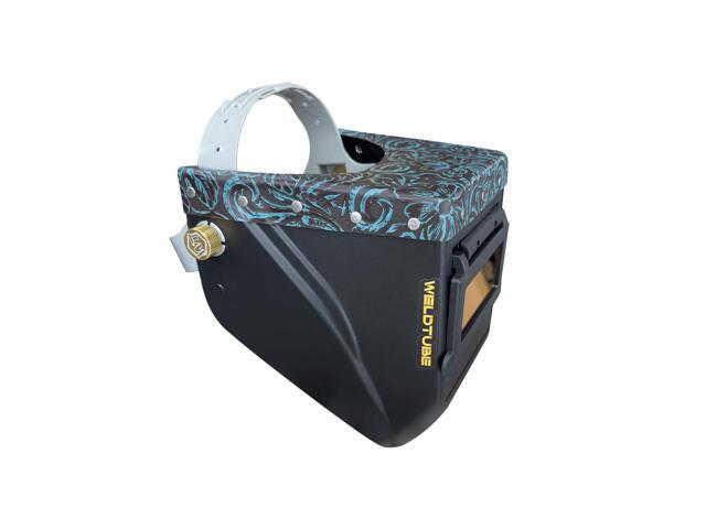 Chopped Leather Top Lowpro Welding Helmet with Aluminum Fasteners & Premium High Visibility HD Gold Coated Welding Lens