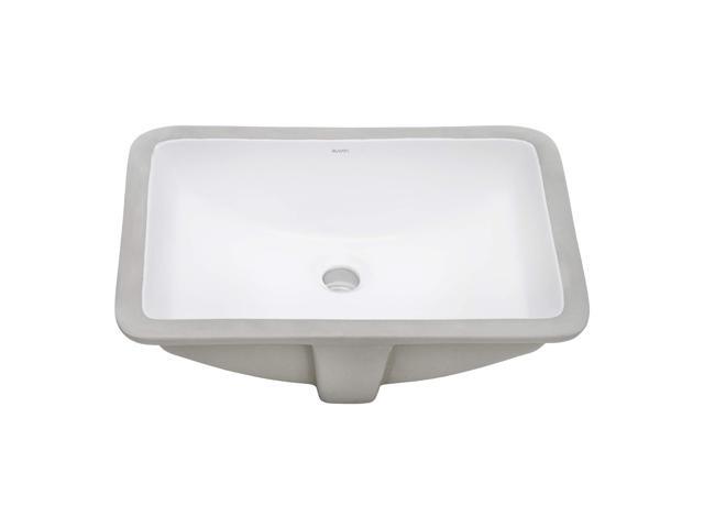 21 x 14 inch Undermount Bathroom Sink - White Rectangular Porcelain Ceramic with Overflow - Small Bathroom Sink for Vanity - Durable Bath Sinks -.