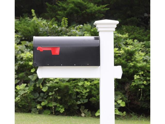 The Buchanan Vinyl/PVC Mailbox Post - Complete Decorative Curbside Mailbox System with Classic Traditional Style (Black)