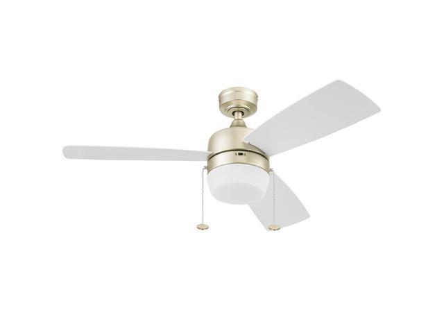 Ceiling Fans Barcadero 44 Inch LED Indoor Ceiling Fan with Light, Pull Chain, Reversible Motor, 3 Dual Finish Blades, Soft Gold
