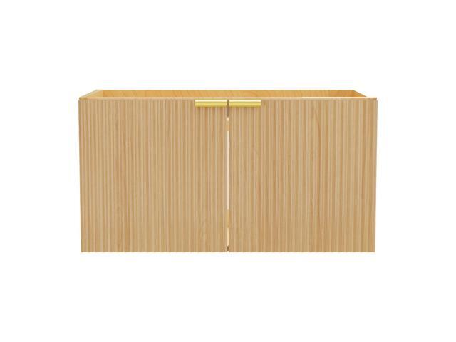 Modern Bathroom Vanity Without Sink, Floating Wall Mount Cabinet with Wavy Textured Doors, Waterproof Storage for Small Bathroom, Soft-Close.