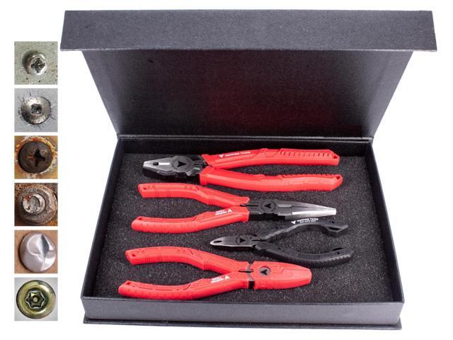 4-PC Screw Extractor Pliers Gift Set. Made in Japan. 8' Linesman, 7.5' Long Nose, 6.25' Multipurpose & 5' Mini Pliers. Remove any...