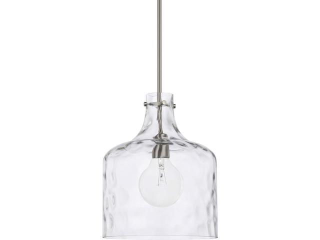 HomePlace Lighting 325717BN Crawford Urban/Industrial Clear Water Glass Jar Pendant Light, 1-Light 100 Watt, 15' H x 12' W, Brushed Nickel