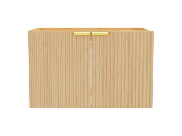 Modern Bathroom Vanity Without Sink, Floating Wall Mount Cabinet with Wavy Textured Doors, Waterproof Storage for Small Bathroom, Soft-Close...