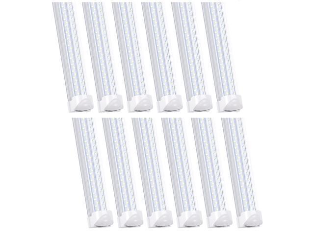 8FT LED Shop Light Fixture (12-Pack) - 120W Linkable T8 Tube Lights, 6000K Cold White, V-Shape Clear Cover - High Output Plug & Play Lighting for...
