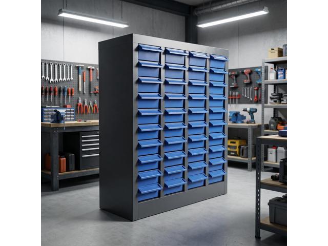 40-Drawer - Nut and Bolt Organizer Stainless Steel Part Storage Cabinet Shelves & Labels Each Drawer 3.9' D x 7.8W x 2' H Durable Hardware...