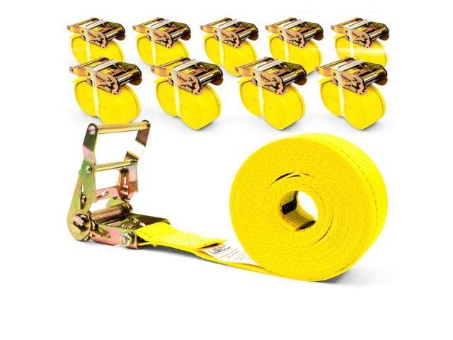 Endless Ratchet Straps (10 Pack), 2 Inch x 20 Foot Hookless Ratchet Straps, 6,000 LBS Break Strength, Black Tie Downs for Flatbed Trailers or...