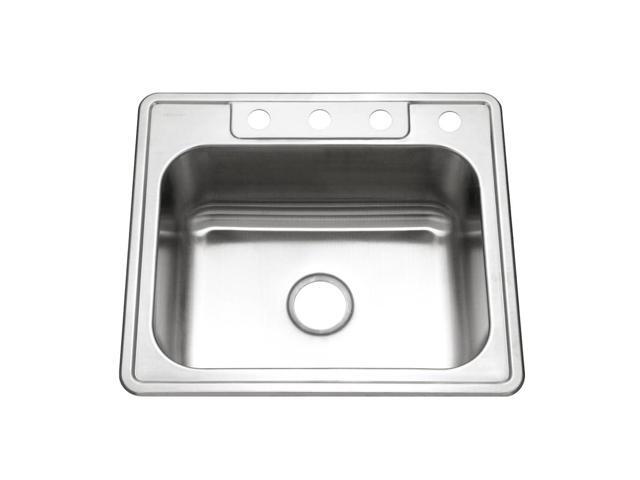 Glowtone 25 Inch Stainless Steel Topmount 4-Hole Single Bowl 8 Inch Deep Kitchen Sink - 2522-8BS4-1