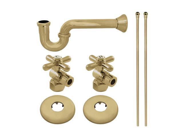 KPK207 Gourmet Scape Plumbing Supply Kit with 1-1/2' P-Trap - 1/2' IPS Inlet x 3/8' Comp Oulet, Brushed Brass