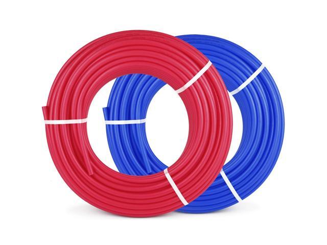 PEX-B Pipe 2 Rolls of 1/2 Inch X 300 Feet,Oxygen Barrier Flexible Pipe Tubing,Red & Blue for Hydronic Radiant EVOH Floor Heating, Water Plumbing...