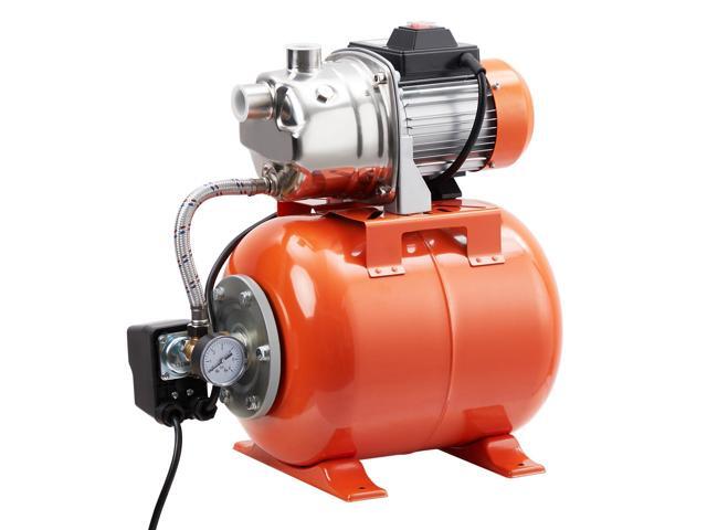 1.6HP Shallow Well Pump with Pressure Tank, Stainless Steel, 115V Irrigation Pump, Automatic Water Booster Jet Pump for Home, Garden, Lawn