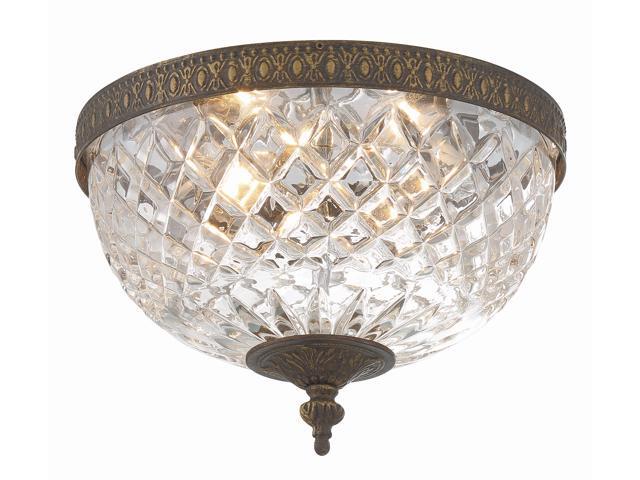 3 Light English Bronze Crystal Flush Mount