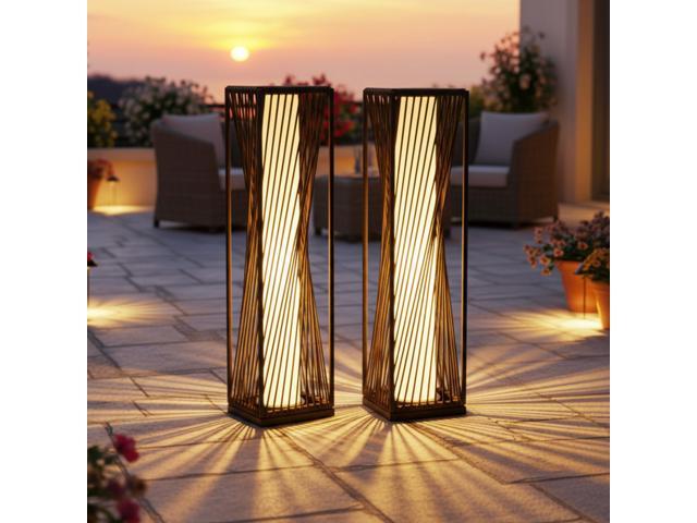 Solar Floor Lamp - 29.53' Outdoor Lights, Warm Glow, 8H Auto-On, Solar Floor Lamp Outdoor Waterproof for Garden & Patio (2 Pack)