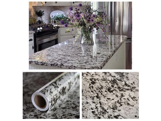 Vinyl Countertop Wrap 36' x 180' Self Adhesive Grey White Black Granite Contact Paper for Countertops Peel and Stick Backsplash Formica Laminate Sheet