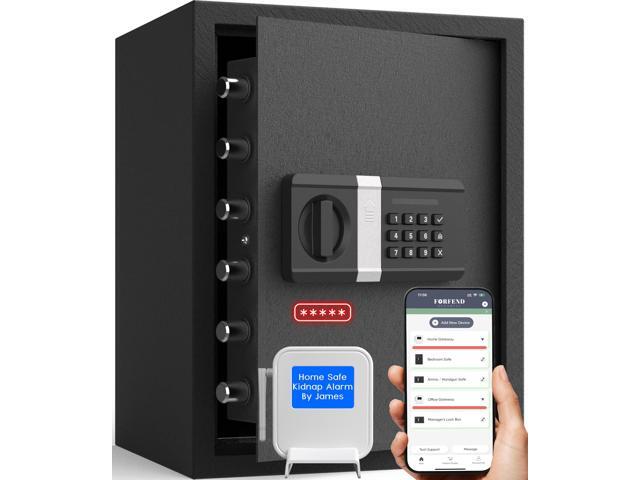 FORFEND Smart Home Safes WiFi Safe Box App Unlock/Alarm Voice Control, Kidnap SOS Alarm, Tamper Detect, Frozen Mode Money Security Lockbox.