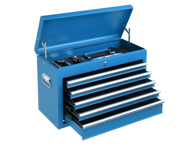 24' Portable Tool Box, 5 Drawer Tool Chest with Carry Handle, Top Case, Ball Bearing Runners, Lockable Metal Hand Toolbox for Garage, Warehouse,.