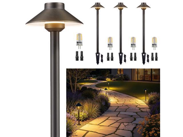 Low Voltage Landscape Lighting Brass, 12v Pathway Lights Waterproof, Hard Wired Path Light Outdoor, Bronze for Exterior Area Patio House with 3W...