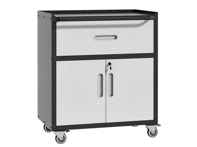 Metal Mobile Tool Storage Cabinet with Wheels,Heavy Duty Rolling Tool Cabinets for Garage,Metal Storage Cabinets with 2 Locking Doors and 1...