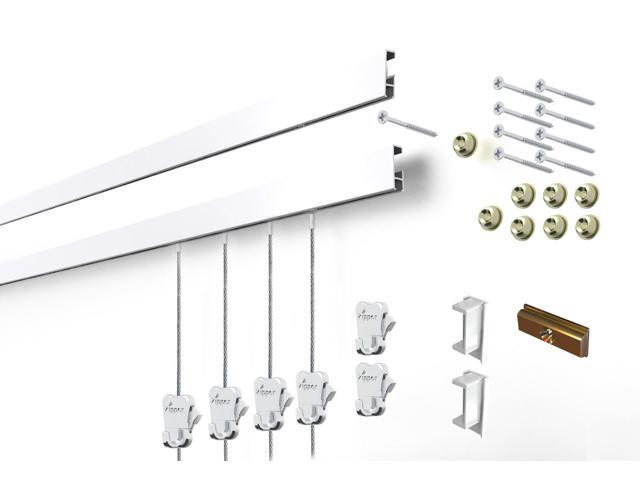 STAS Cliprail Picture Hanging System Set - Covers 19.69 ft of Wall Space - Basic Picture Rail & Art Hanging Gallery Kit (White Rails, Includes 12...