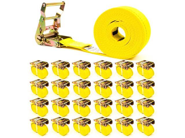 Endless Ratchet Straps (25-Pack), 2 Inch x 20 Foot Hookless Ratchet Straps, 6,000 LBS Break Strength, Black Tie Downs for Flatbed Trailers or...