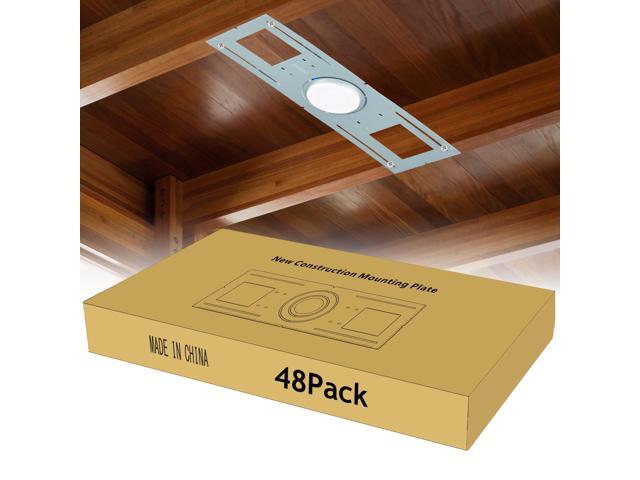 48 Pack New Construction Rough in Plate Pre Mounting Bracket for 3/4 /6 inch Wafer LED Lights, 26 Inch Length, Shallow Recessed Light Housing,...