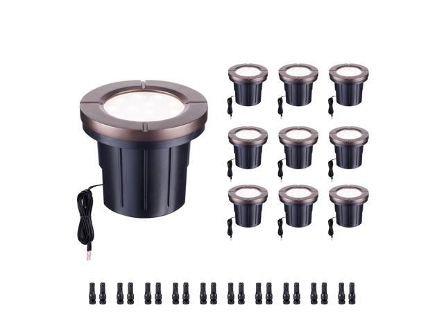 Low Voltage Well Lights LED, Bright 12V Landscape Lights Outdoor IP67 Waterproof, 4' Wired in-Grade Uplights Aluminum ORB for Path Yard 6W 580LM 10...
