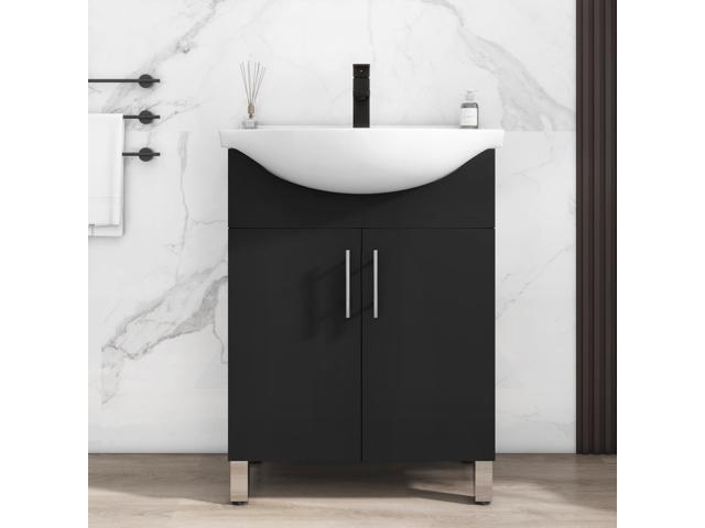 24' Space Saving Laundry Sink Cabinet Set with Ceramic Belly Bowl Sink and Faucet, Compact Bathroom Vanity with Sink Combo for Laundry, Small...